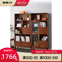 Xi Hao Shili wooden bookshelf floor bookcase shelf study living room combination household multi-layer storage cabinet Nordic cabinet