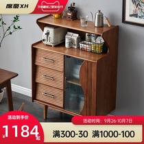 Side cabinet wine cabinet solid wood small apartment Nordic style kitchen storage cabinet narrow tea cabinet side cabinet living room wall