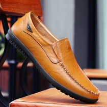 Autumn 2022 new beanie shoes mens leather soft bottom casual leather shoes soft leather mens shoes all-match one pedal breathable