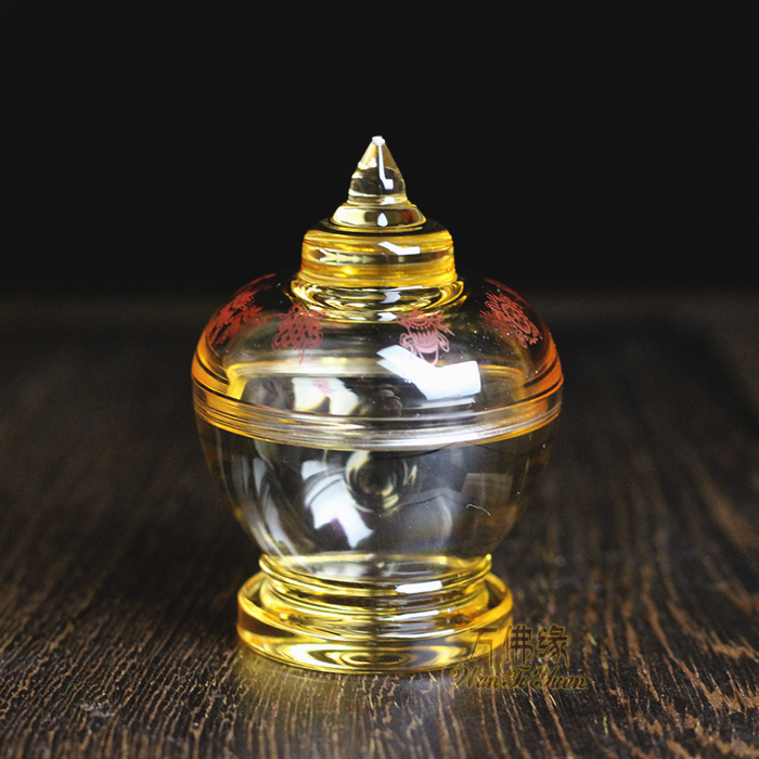 Secret Buddhist  Auspicious Treasure Bottle Crystal Buddha Tasholita Small Bell Tower Gäu Box Scripted Golden-Taobao