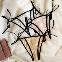 Ladys underwear low waist triangular shorts sexy butterfly knot lace T-pants Tiny pants fire hot pure seductive glossy surface