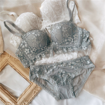 French little womens bra sexy lace without steel ring thin model gathering girl autumn and winter underwear set to collect the new