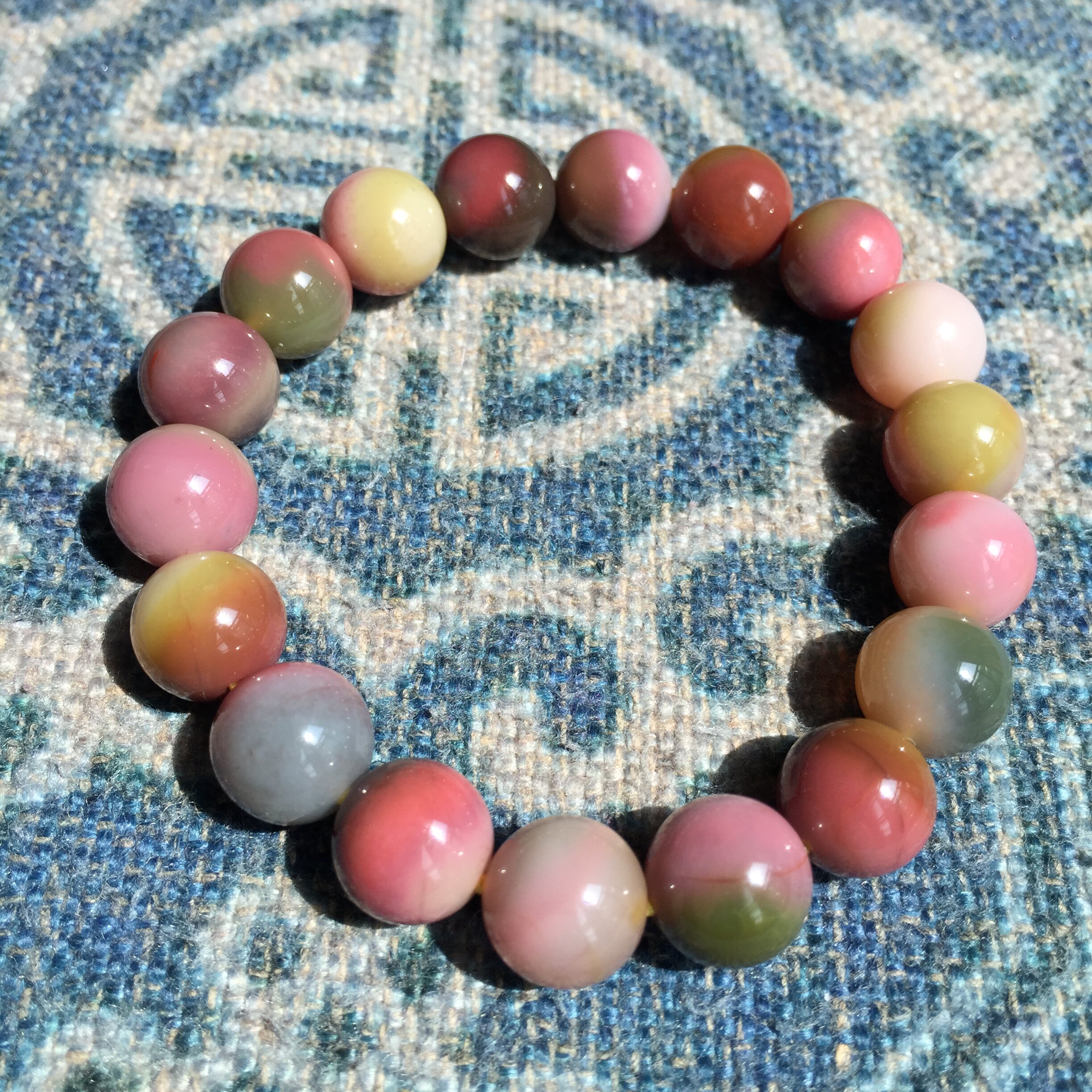 四川凉山天然盐源玛瑙手串七彩盐源 精品盐源玛瑙手链 10.2mm盐源