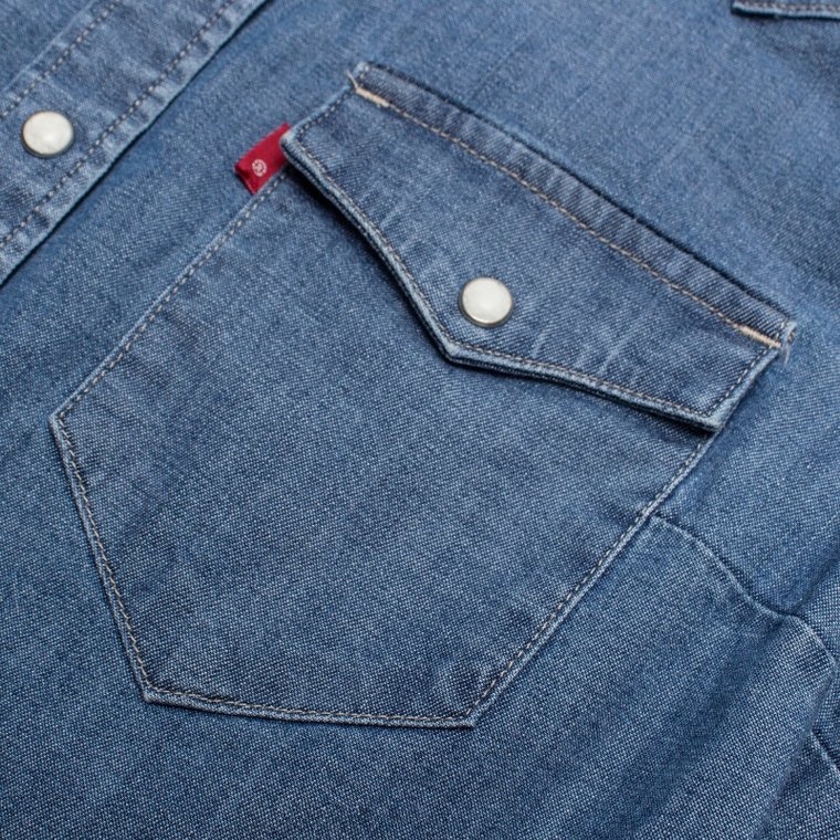 Levi's李维斯秋季女士水洗翻领尖领长袖牛仔衬衫17269-0014