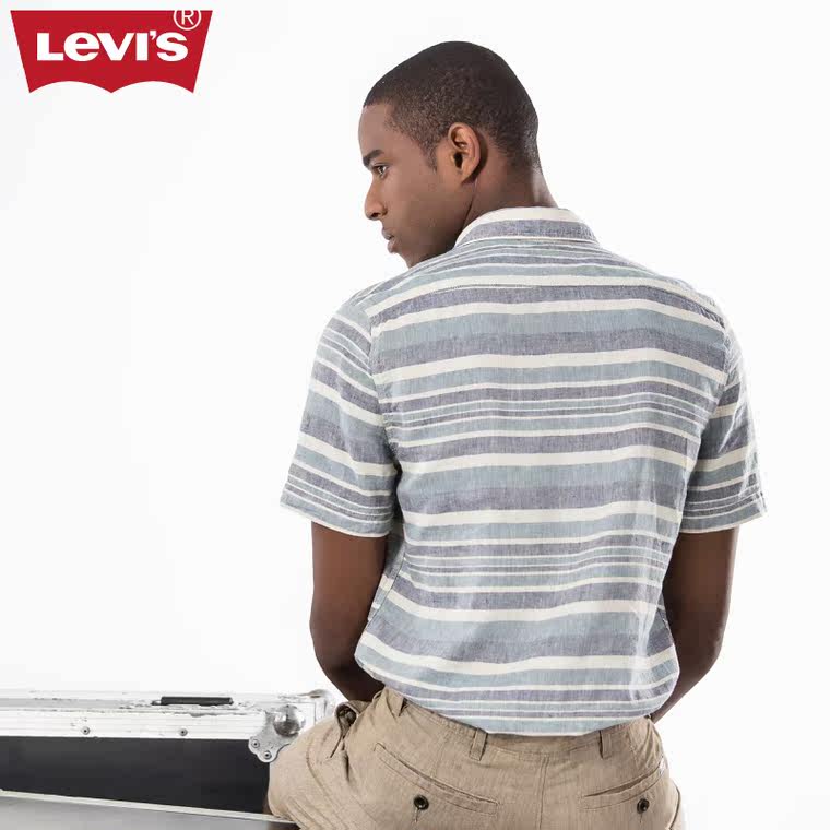 Levi’s/李维斯夏季男士条纹立领短袖衬衫17257-0001