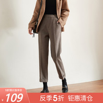Sofisel casual woolen straight pants womens loose straight 2020 autumn and winter nine points thin suit pants womens straight