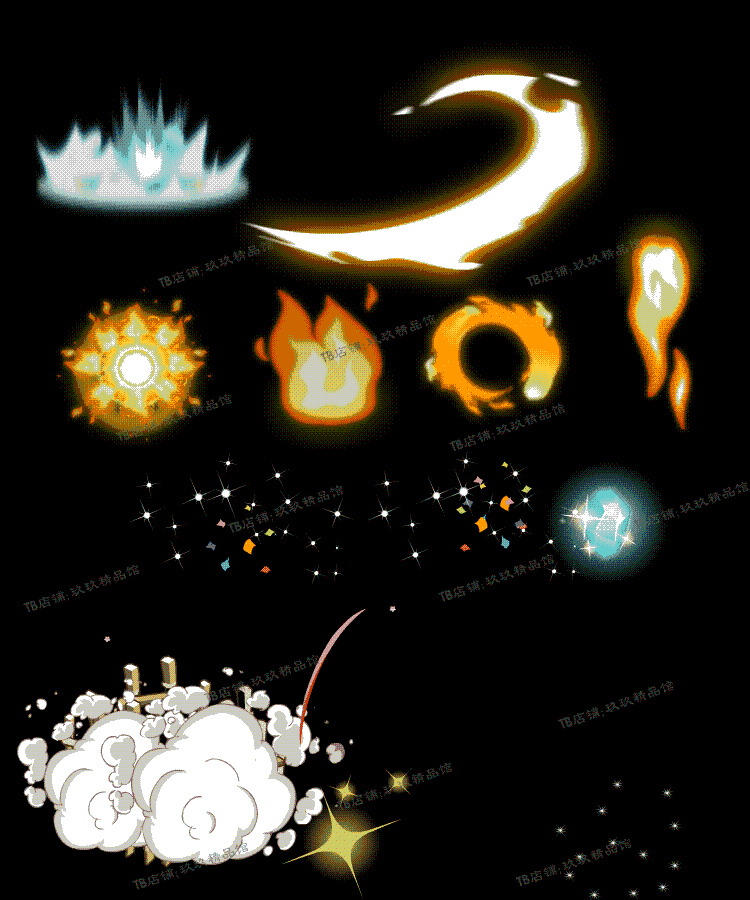 flash 矢量游戏特效 光效 爆炸 彩带 烟雾火焰闪光动画素材文件