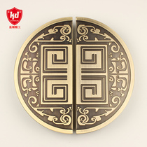 Semi-round glass door handle shop door handle wooden door handle wooden door handle antique copper door handle Chinese style