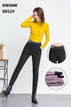 Brand Clear Cabin Down Pants Woman outside wearing Lean Thickening Warm Lady White Duck Suede Elastic Small Feet Winter Cotton Pants