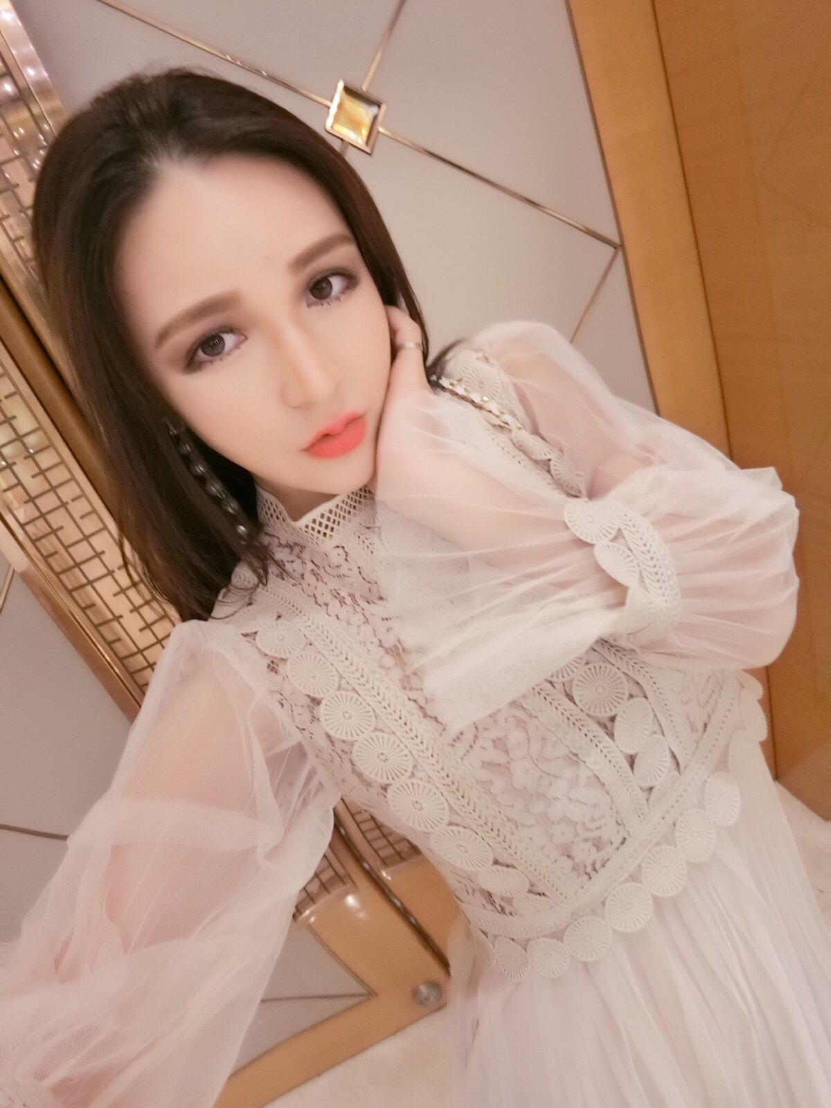 时尚名媛蕾丝花边网纱透视连衣裙 吊带套装-my girl:我的女孩9484#67