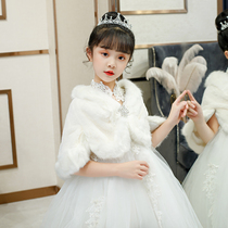 Childrens cloak cape autumn and winter outings girls shawl with velvet thickened little girl gown princess dress jacket foreign air