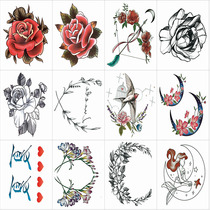 (12 sets) tattoo stickers waterproof durable female male Rose Moon pattern color scar tattoo stickers