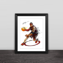 Alan Iverson dribbling illustration solid wood decorative photo frame Photo wall table pendulum hanging frame ornaments Home murals