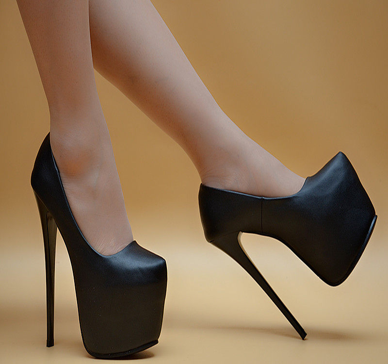 欧美复古风性感细跟超高跟防水台18cm浅口鱼嘴单鞋夜店百搭高跟鞋