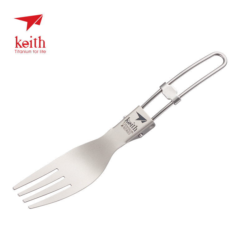 Keith Keith pure titanium folding fork titanium fork titanium tableware portable outdoor tableware children's forks and spoons are healthy and environmentally friendly