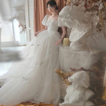 Wedding dress 2021 new bride main wedding dress senior sense Korean light wedding dress small dress welcome yarn go out yarn female autumn