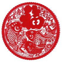 Tiger year (Gyeong more than) 44 cm hollowed-out flocking cloth-cut paper window Flower Fufu character window sticker door sticker decoration gift