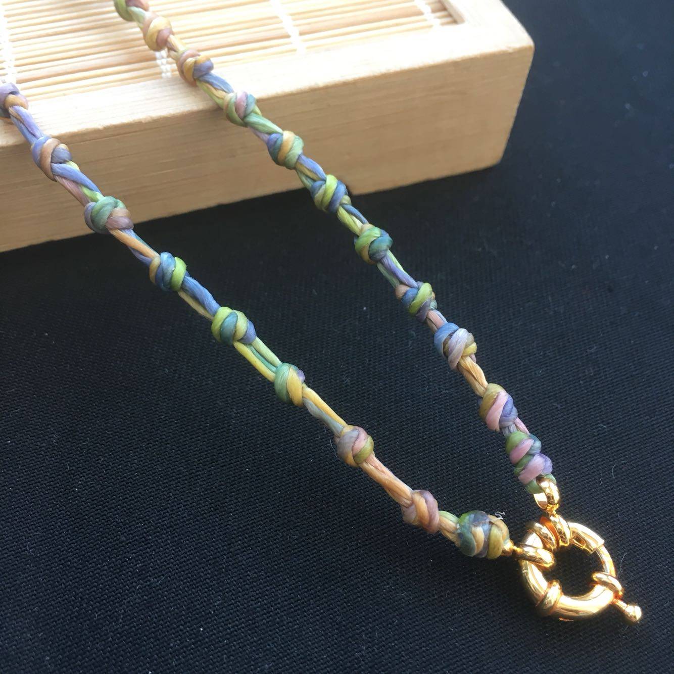 泰国进口蜡绳纯手工编织佛牌链佛牌挂绳女款原创设计民族风毛衣链_双