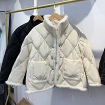 Luxury and expensive real mink wool stitching down jacket womens short light white duck down small coat Joker warm