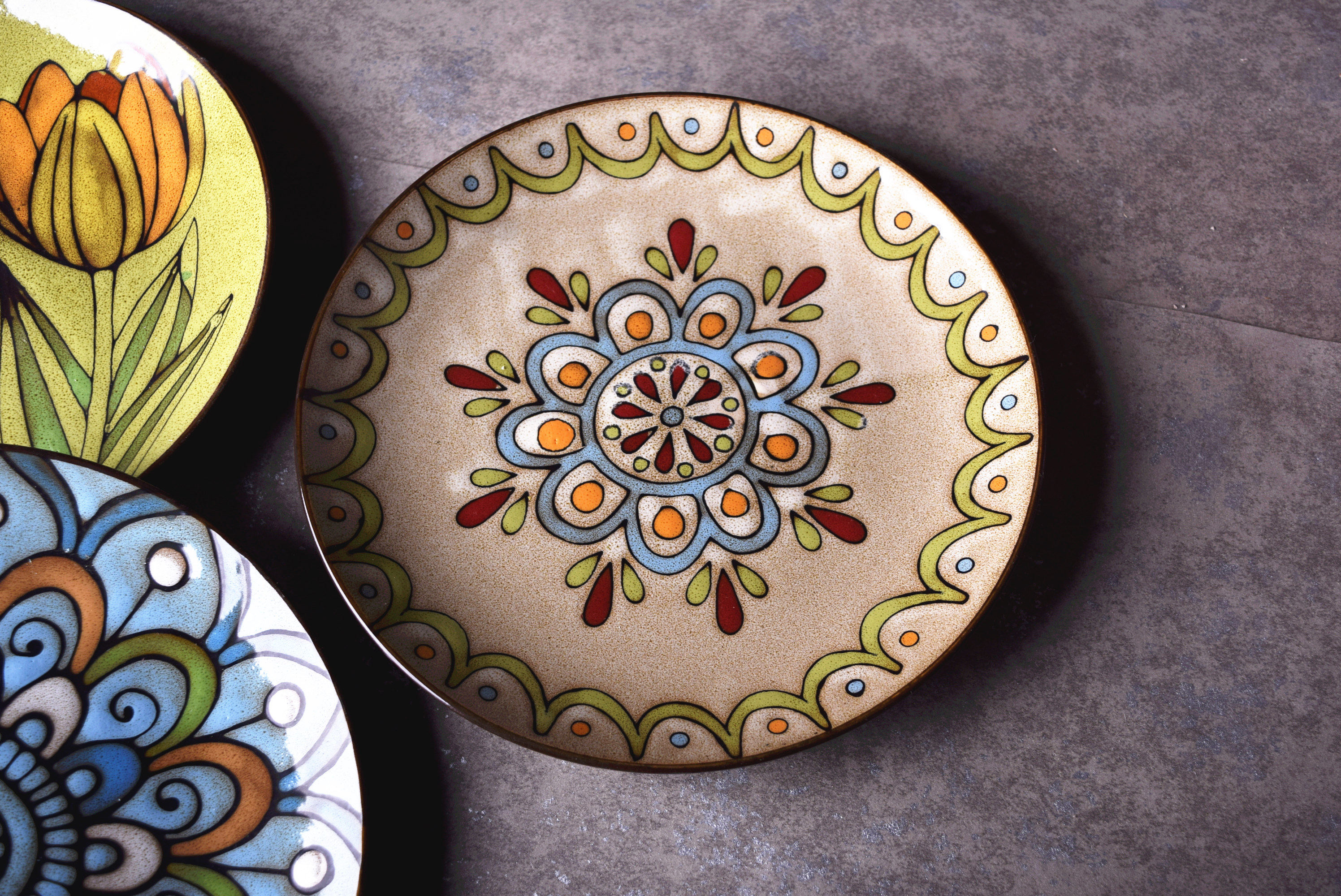 创意方盘复古特色餐具8.5寸牛排方形平盘菜盘西餐盘手绘陶瓷盘子