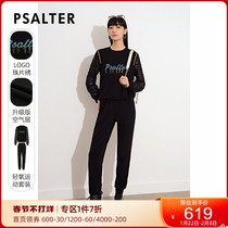 Shadow Psalm Women's 2021 Autumn New Sports Spelling Lace Knitted Shirt Women's Pants Two-Piece Set