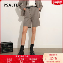 Psalm Women 2021 Autumn New Plaid vintage fashion slim pocket Joker casual shorts