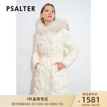 (Cold Wave) Poetic dress 2021 Winter new raccoon fur collar with cap white duck down down jacket