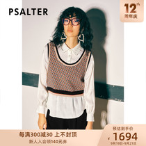 The mall with the counter Psalm Womens 2022 Spring and Autumn Long Sleeve Shirt Stitching Jacquard Knit Shirt Fake Two Tops