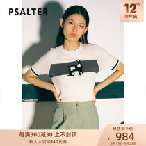 Mall same counter Psalm Womens 2022 Summer Fashion Crewneck Abstract Embroidered Striped Short Sleeve knit shirt