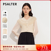 Psalm 2021 Autumn New Temperament Lace Shawl V-Neck Knitted Shirt 6C61306333