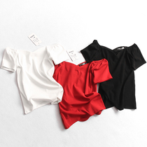 R429 quality women's summer new simple solid color slim V-neck short sleeve cotton top women's T-shirt