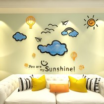 Acrylic 3d three-dimensional wall stickers self-adhesive clouds cartoon children room decoration bedroom bedside background wall stickers day