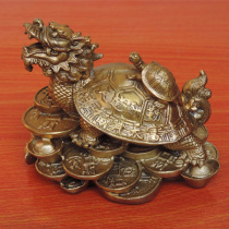 Pure copper dragon head turtle ornaments Zhaocai Feng Shui money mother and son tortoise desktop living room study Town House