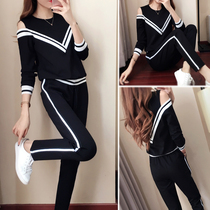 2022 Spring Autumn New Korean Version Pure Cotton Sports Casual Suit Women Fashion Dew Shoulder Student Wee Suit Two Sets