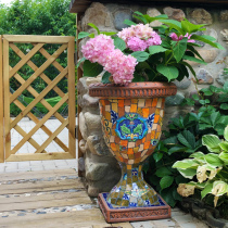 Outdoor courtyard Mexican style big trophy flowerpot flower villa garden landscape ornaments