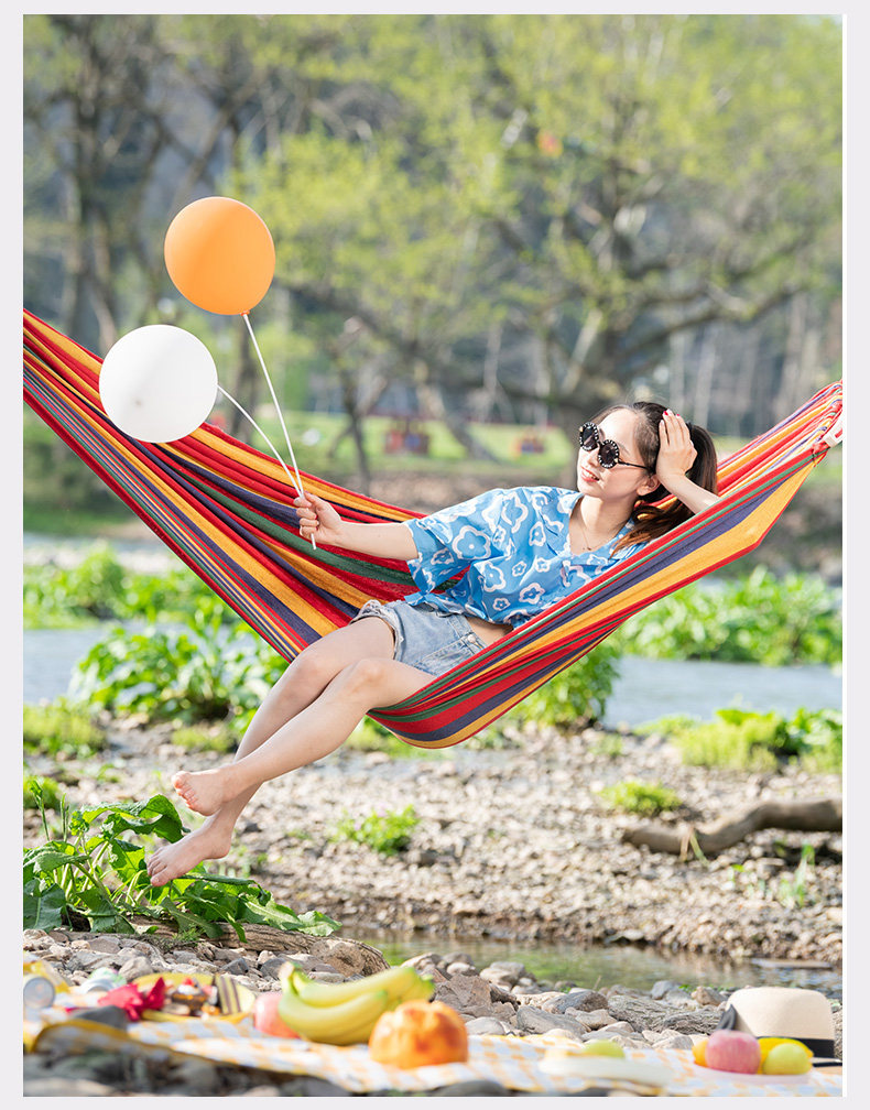 吊床户外秋千帆布防侧翻露营宿舍家用儿童可睡吊绳大人庭院少女荡