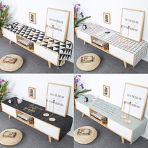 Nordic marble simple waterproof TV cabinet tablecloth Cotton linen art dustproof rectangular TV cabinet cover cloth customization
