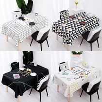 Nordic simple tablecloth Waterproof and greaseproof cloth art cotton and linen ins net red table cloth Tea table table mat Desk tablecloth