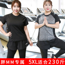 Thin plus size sports suit female fat MM 200 pounds spring and summer yoga suit Running room fitness suit loose summer