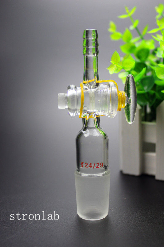 具玻璃节门直型抽气接头 高硼硅玻璃加厚stronlab 14 19 24 29