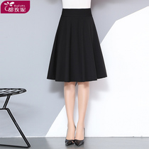 Black small swing skirt skirt pleated skirt 2021 spring women long size size skirt A- line dress New