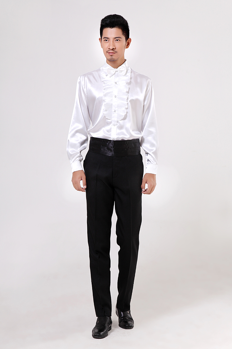 男士演出服四件套白色衬衫黑色西裤子套装成人大合唱服装演出服男