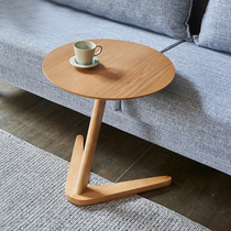 Nordic solid wood edge a few sofa corner a few small tea table multifunction tea table removable small family round rubber wood table