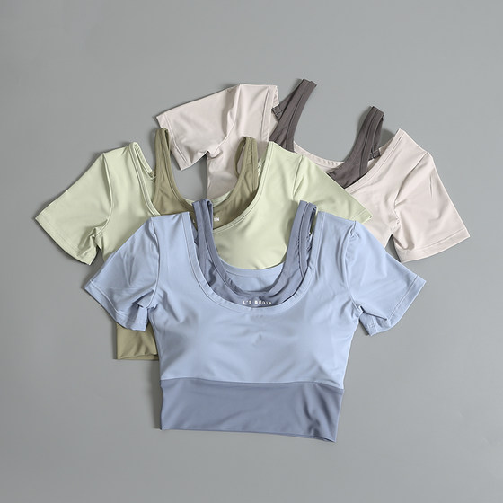 Fitness yoga suit for women with chest pad shockproof morning jogging set short-sleeved quick-drying top T-shirt new summer style
Fitness yoga suit for women with chest pad shockproof morning jogging set short-sleeved quick-drying top T-shirt new summer style