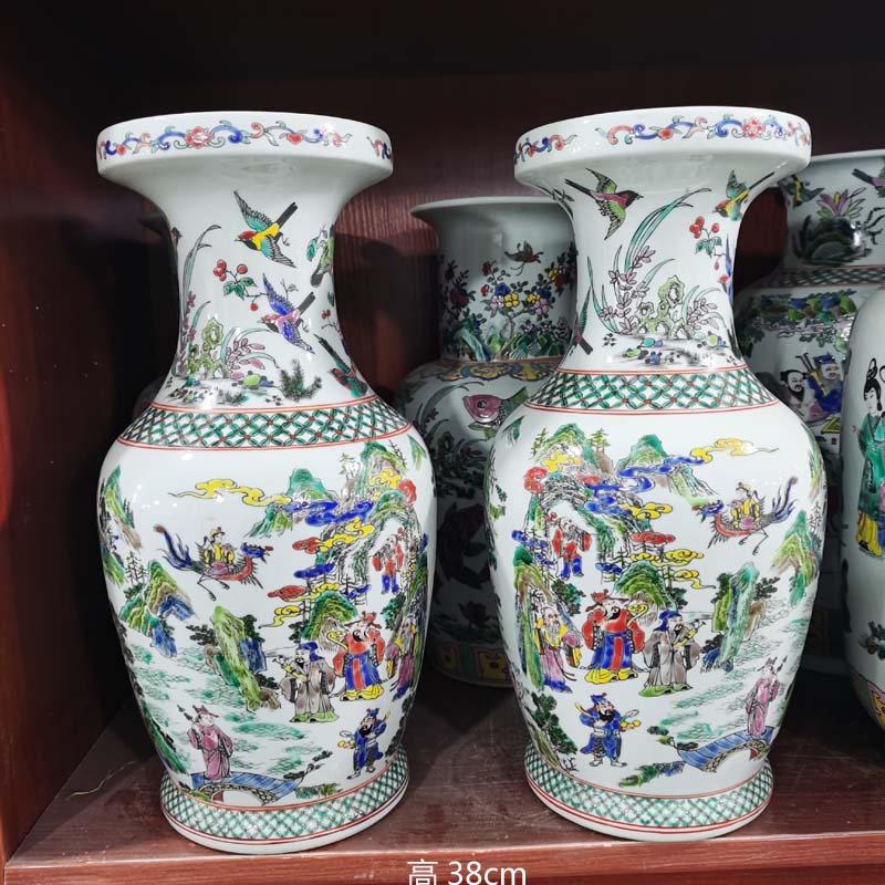 Jingdezhen hand - made archaize kangxi war enamel vase Jingdezhen ceramic powder enamel fish bottle algal lines cross the characters