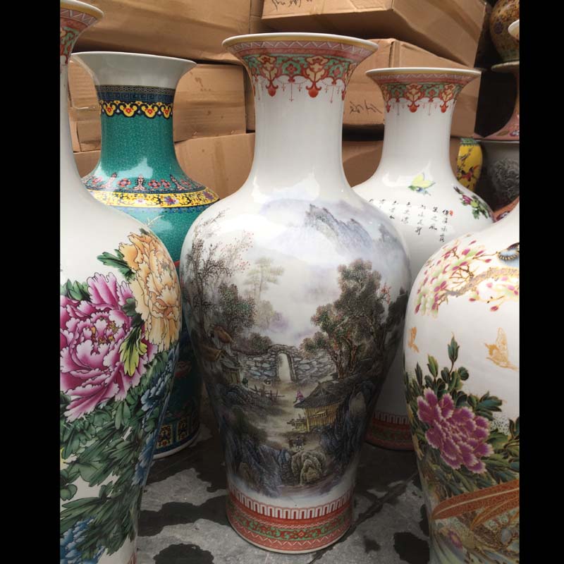 In jingdezhen, the peony design and color is 70 cm tall sitting room place vases, welcome feel affordable decorative vase