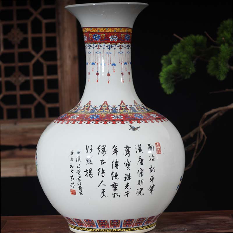 Jingdezhen lad tong qu decorative porcelain vases red carp porcelain bottle is great reward the lad carp red vase