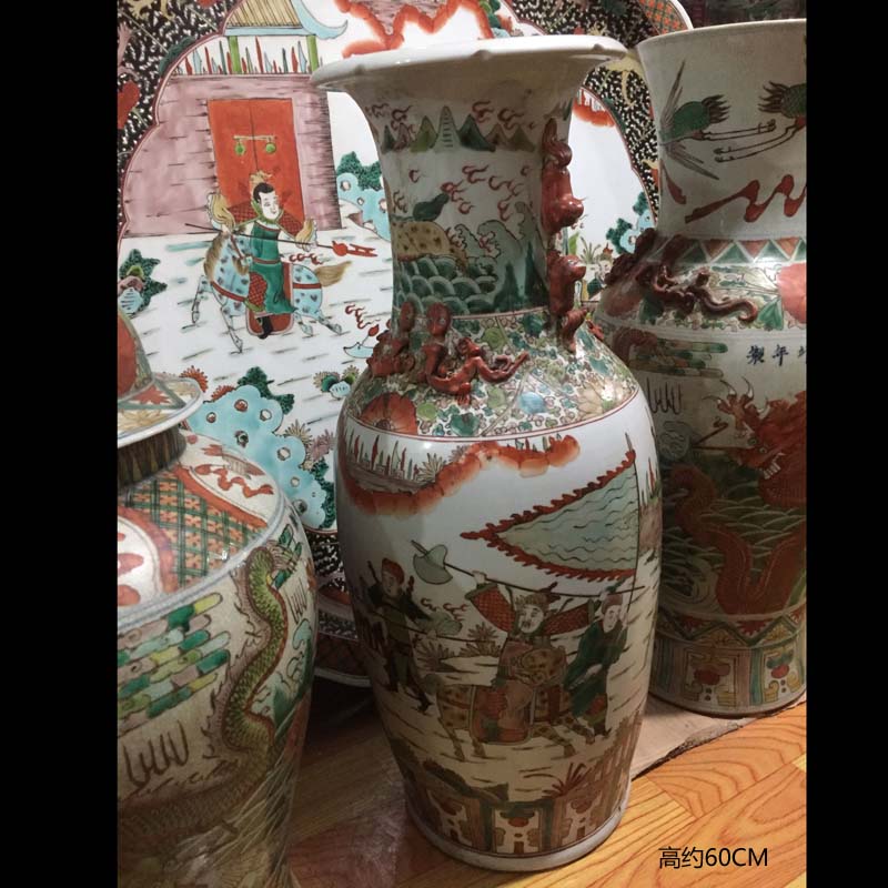 Jingdezhen imitation daming Wan Linian ceramics porcelain vase three fairy offer birthday felicitations ceramic vase household furnishings furnishing articles of my ears