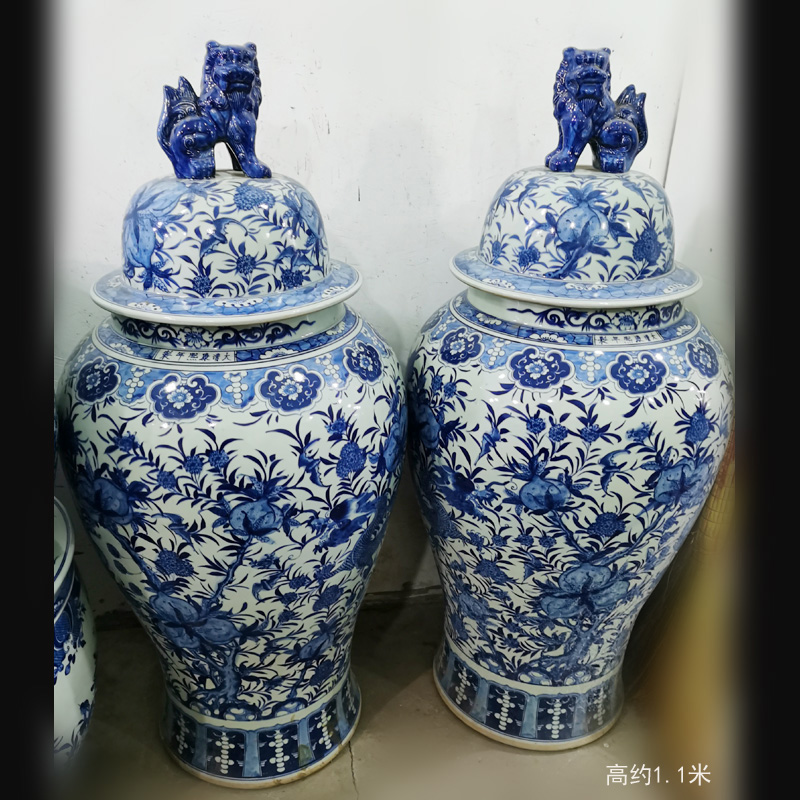 Jingdezhen hand - made ching painting, 130-140 - cm general Jingdezhen hand - made general blue large pot