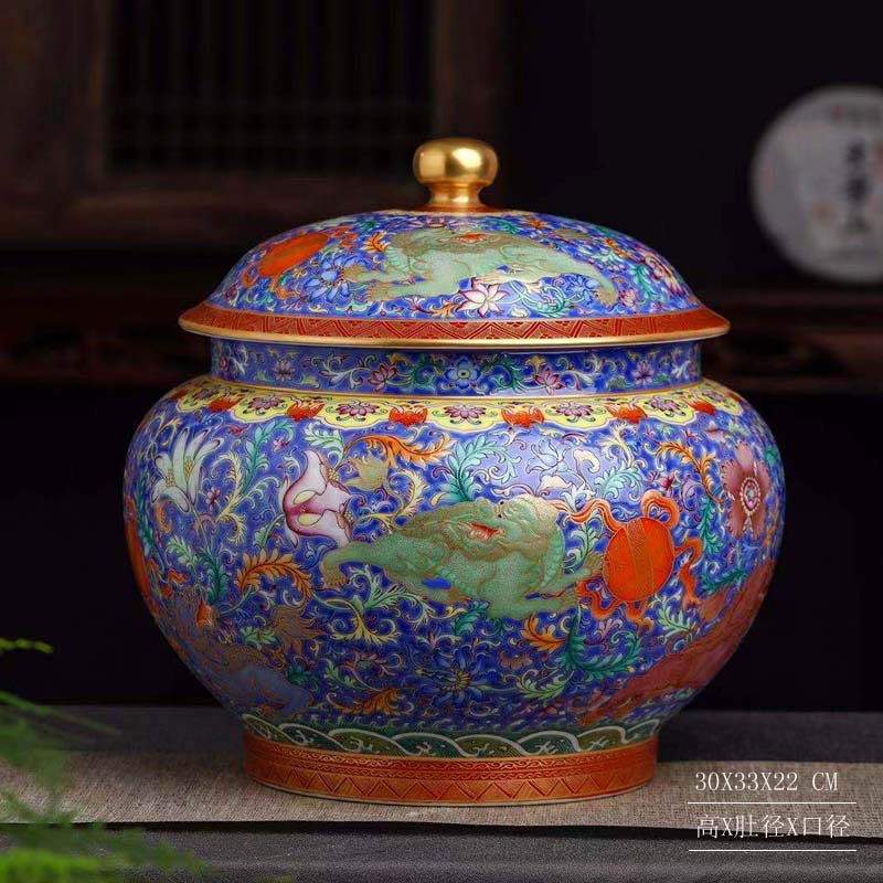 Jingdezhen hand - made pastel flowers cover pot of fine ceramic tea pot imitation up enameled flat cover tank